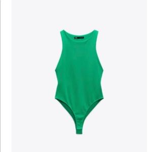 Zara green halter bodysuit